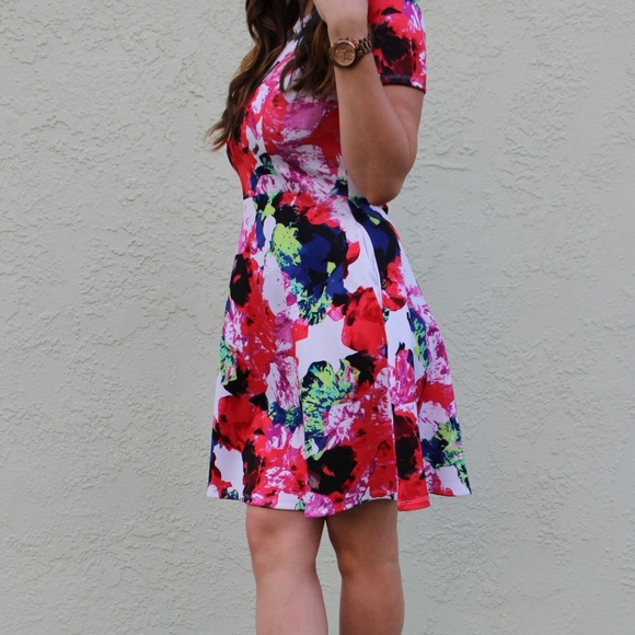 MILLY x DesigNation Floral Fit & Flare Scuba Dress - Picture 4 of 8